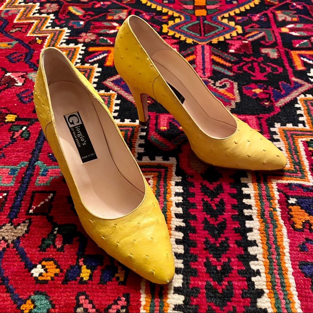 Giorgio’s yellow ostrich leather heels size 37/7